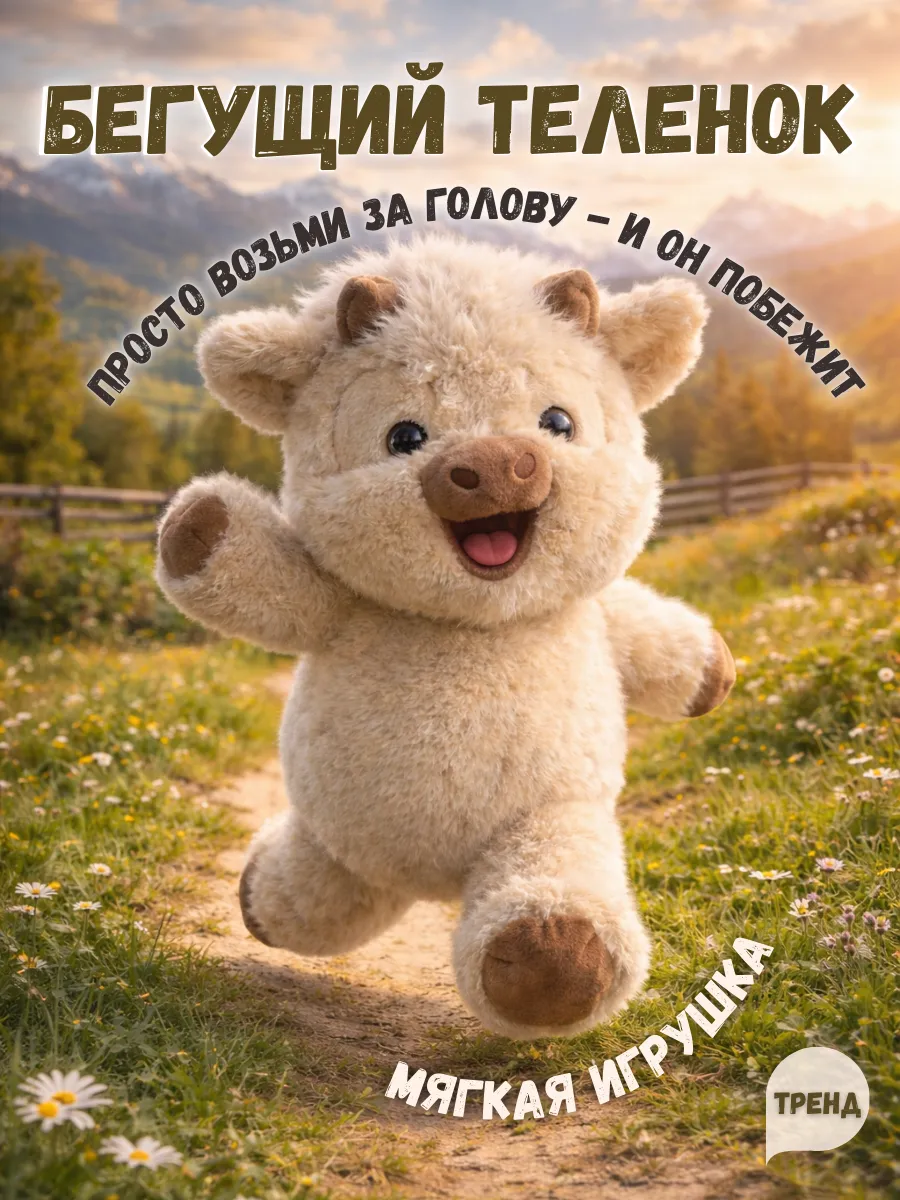 Мягкая игрушка Теленок бегущий