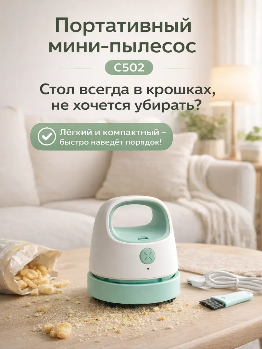 Мини-пылесос портативный аккумуляторный USB C502