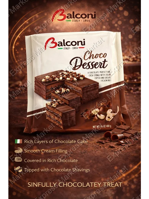 Balconi Торт Шоколадный десерт 400г, 400 г