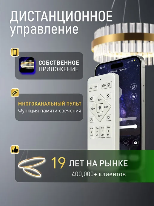 NATALI KOVALTSEVA Светодиодная хрустальная люстра нимб в гостиную, желтый, фото 6