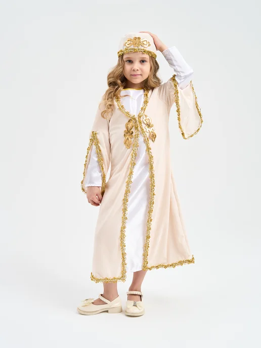 Slottoy Кавказский народный костюм для девочки, белый, фото 3
