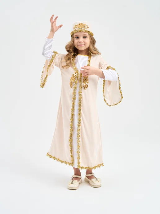 Slottoy Кавказский народный костюм для девочки, белый, фото 4