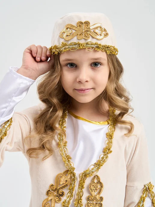 Slottoy Кавказский народный костюм для девочки, белый, фото 6