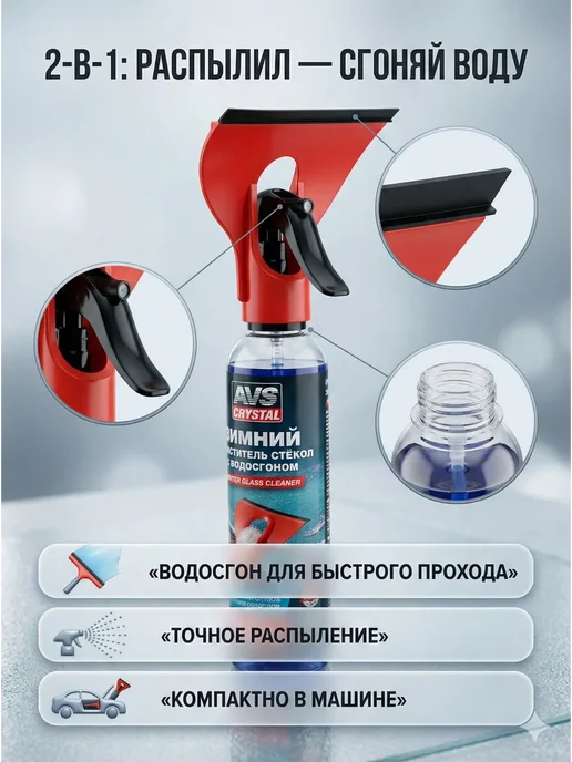 АН91 Очиститель стекол авто зимний с водосгоном 2в1, 250 мл, фото 3