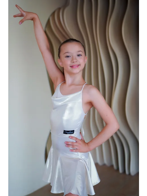 SARDANA DRESS Блестящее танцевальное платье для девочки с открытой спиной, бежевый
