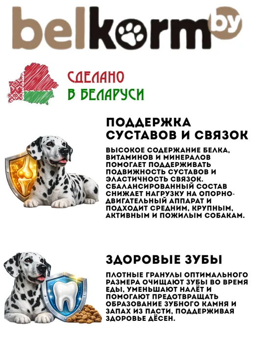 Сухой корм belkorm Рэкс для собак, крупные, 20 кг, фото 3