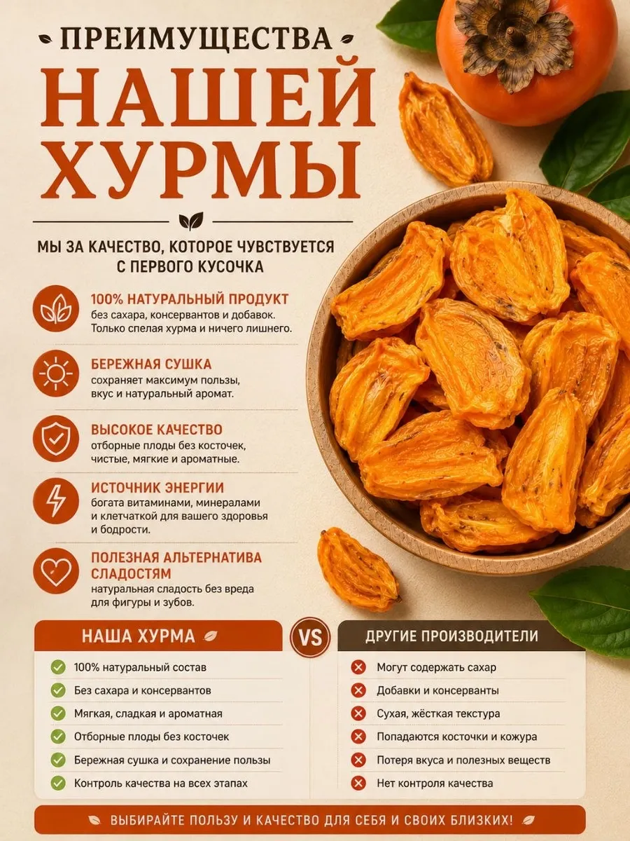 Хурма сушеная слайсы 500гр