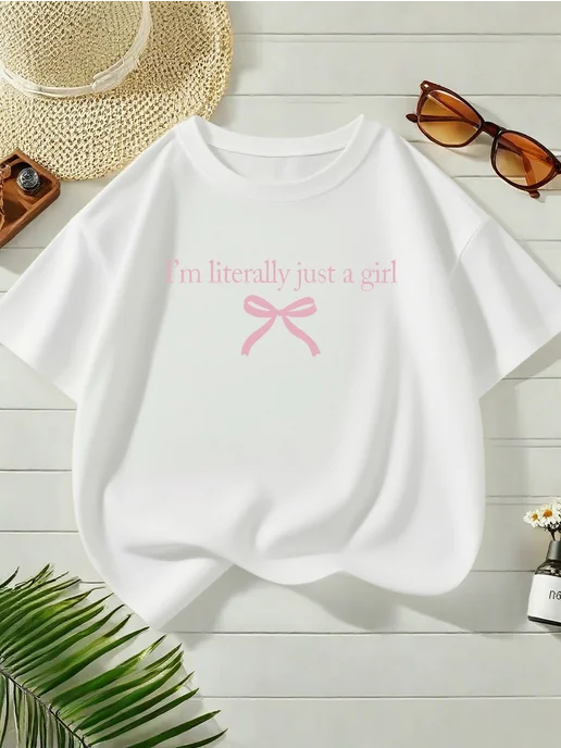 Футболка Just a Girl Bow с бантиком, белый