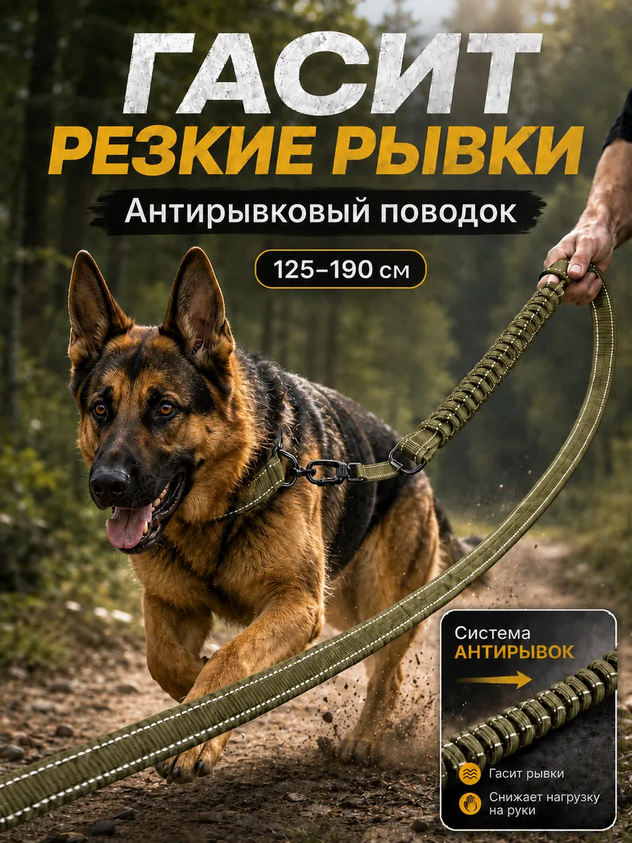 Поводок для крупных пород собак антирывковый
