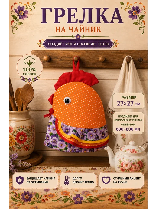 Ека&Вика грелка на чайник, фиолетовый, фото 4