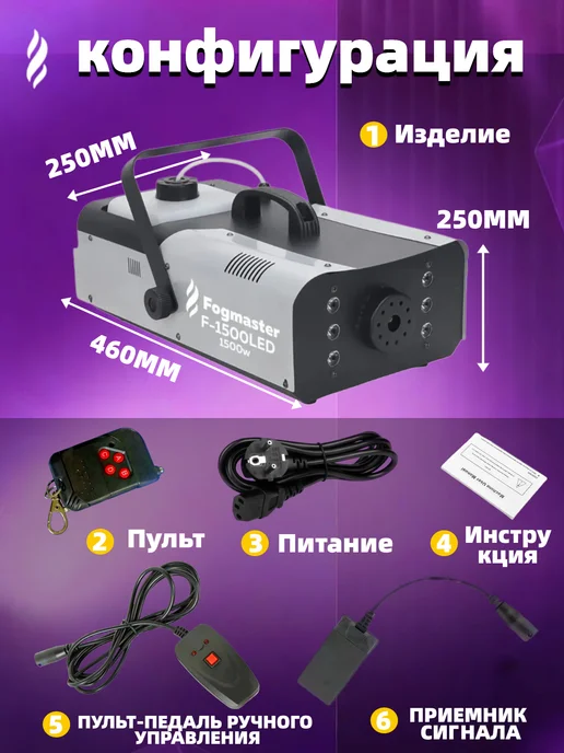 Дым-машина Fogmaster F-1500LED с дистанционным управлением, вариант, фото 5
