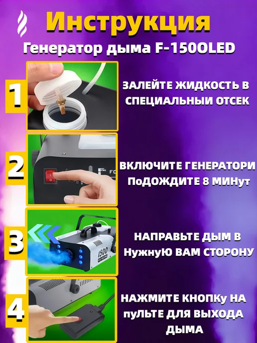 Дым-машина Fogmaster F-1500LED с дистанционным управлением, вариант, фото 6