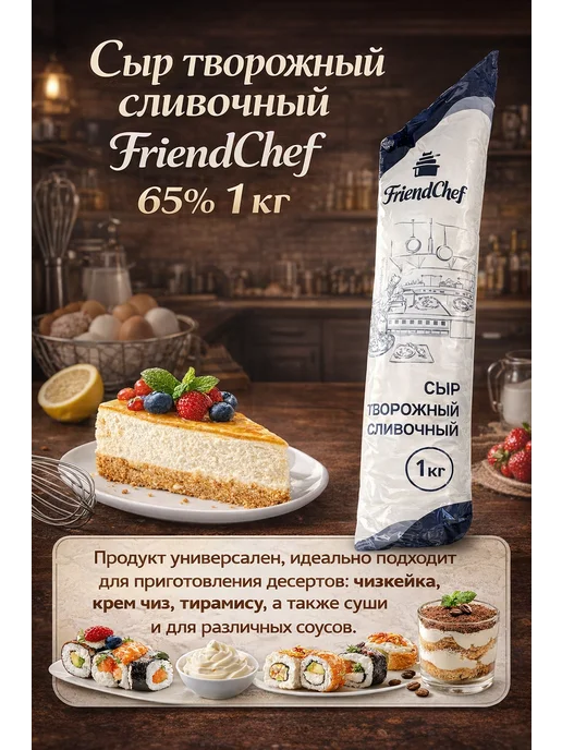 Творожный сливочный десерт FriendChef 65% 1 кг, 1 кг
