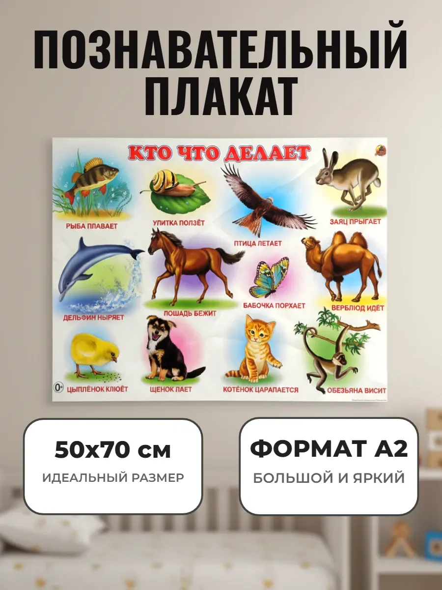 Развивающий плакат А2 для дет сада и школы. Кто что делает