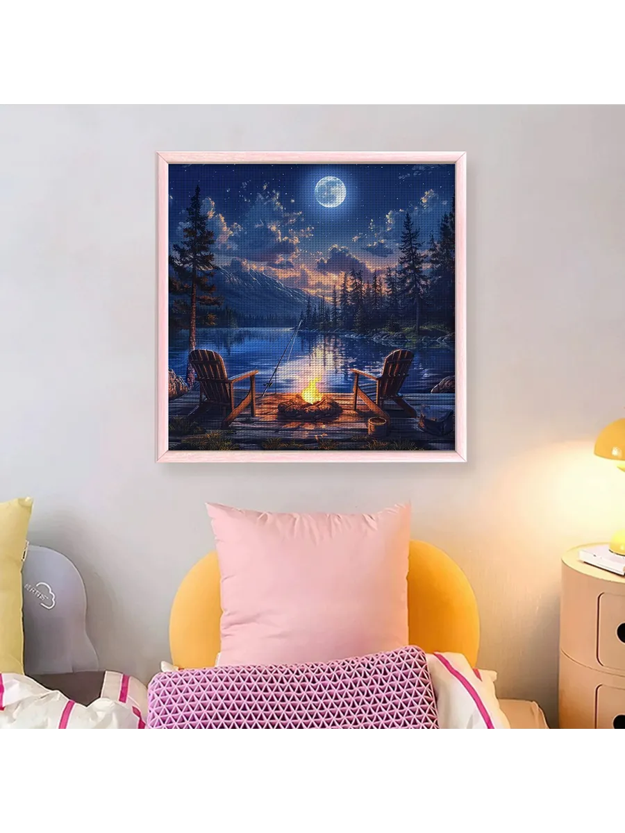Костер замок 14CT DIY набор для вышивки 40x40см