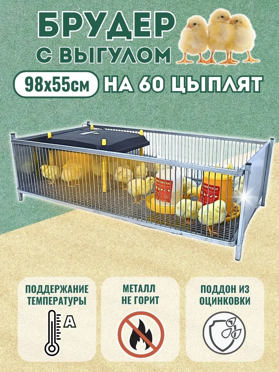 Брудер для цыплят с обогревательной панелью 40х40 выгул
