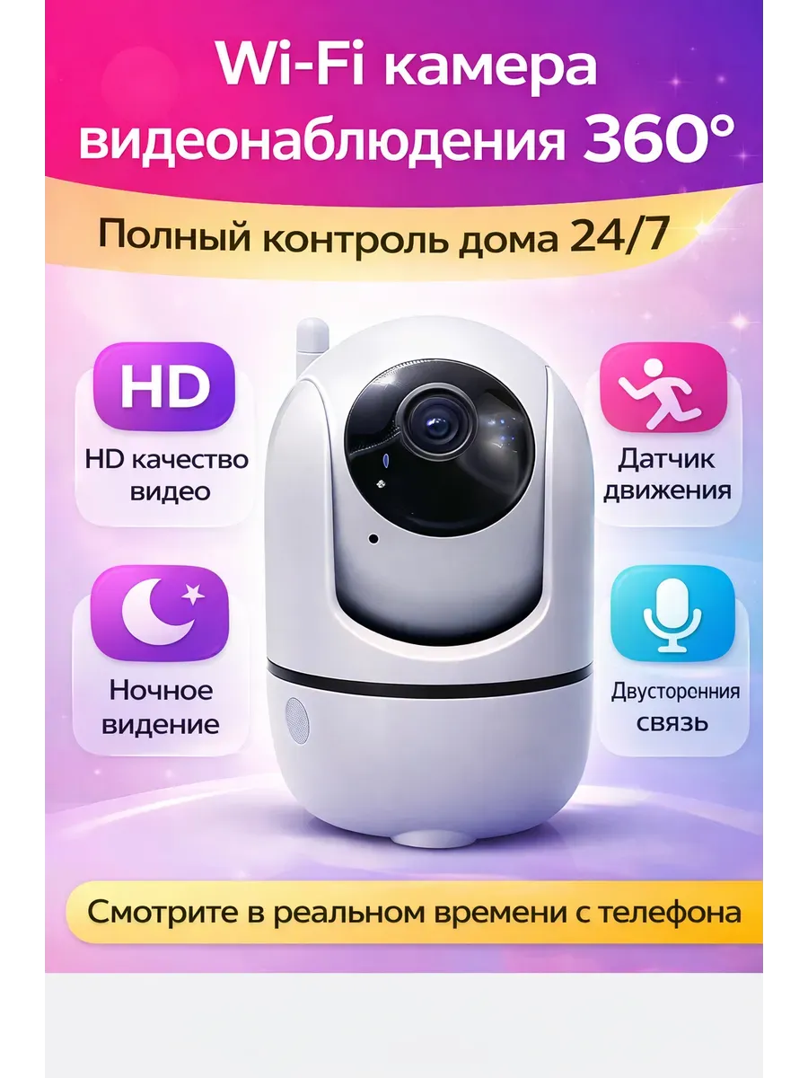 вай фай поворотная ай пи-камера видеонаблюдения для дома