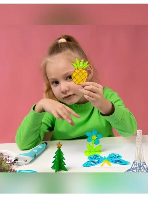Нет бренда 3D ручка набор для творчества и рисования 3д, голубой, фото 7