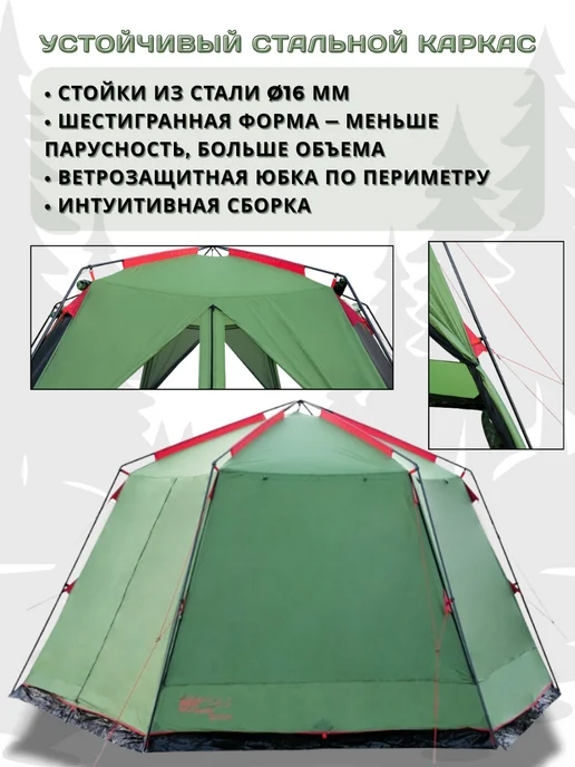 Tramp Шатер Трамп Lite Mosquito Blue, зеленый, фото 3