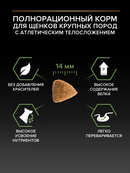 Сухой корм PRO PLAN Атлетическим Телосложением для собак, щенки, курица, 12,1 кг, фото 4