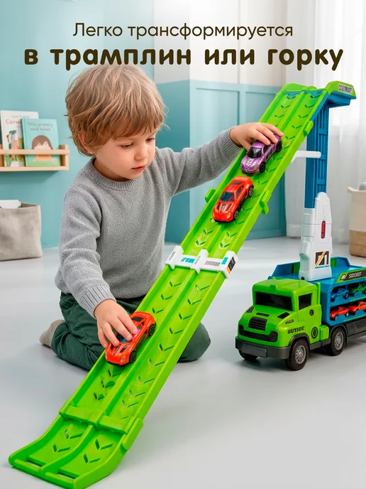 Gremlin Автовоз с машинками большой 12 машинок мальчику 4-5 лет, зеленый, фото 7