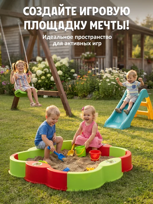 ПластиК Песочница детская Радуга для сухого бассейна, улицы и дома, розовый, фото 3