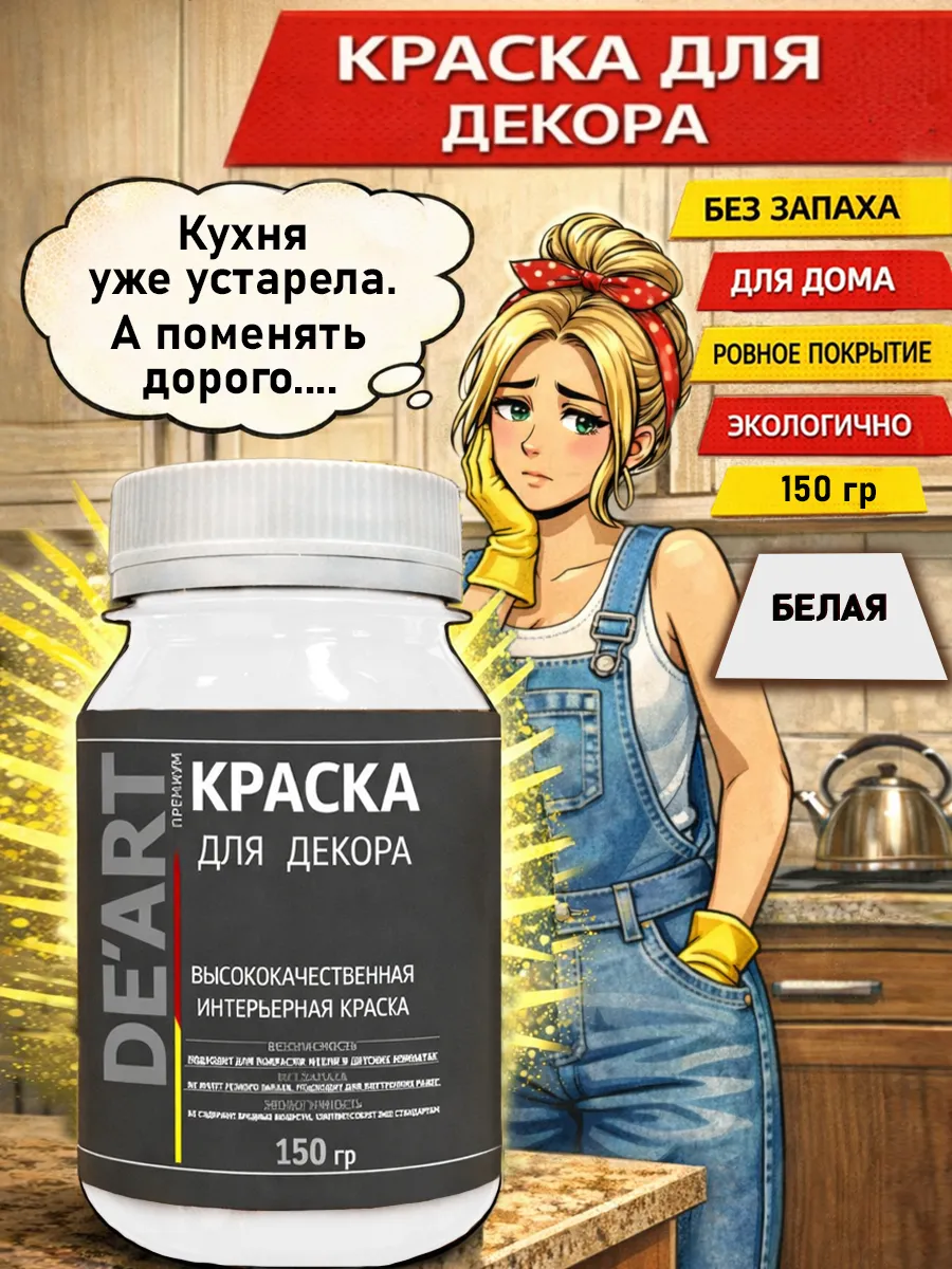 Краска для декора и мебели 150гр белая
