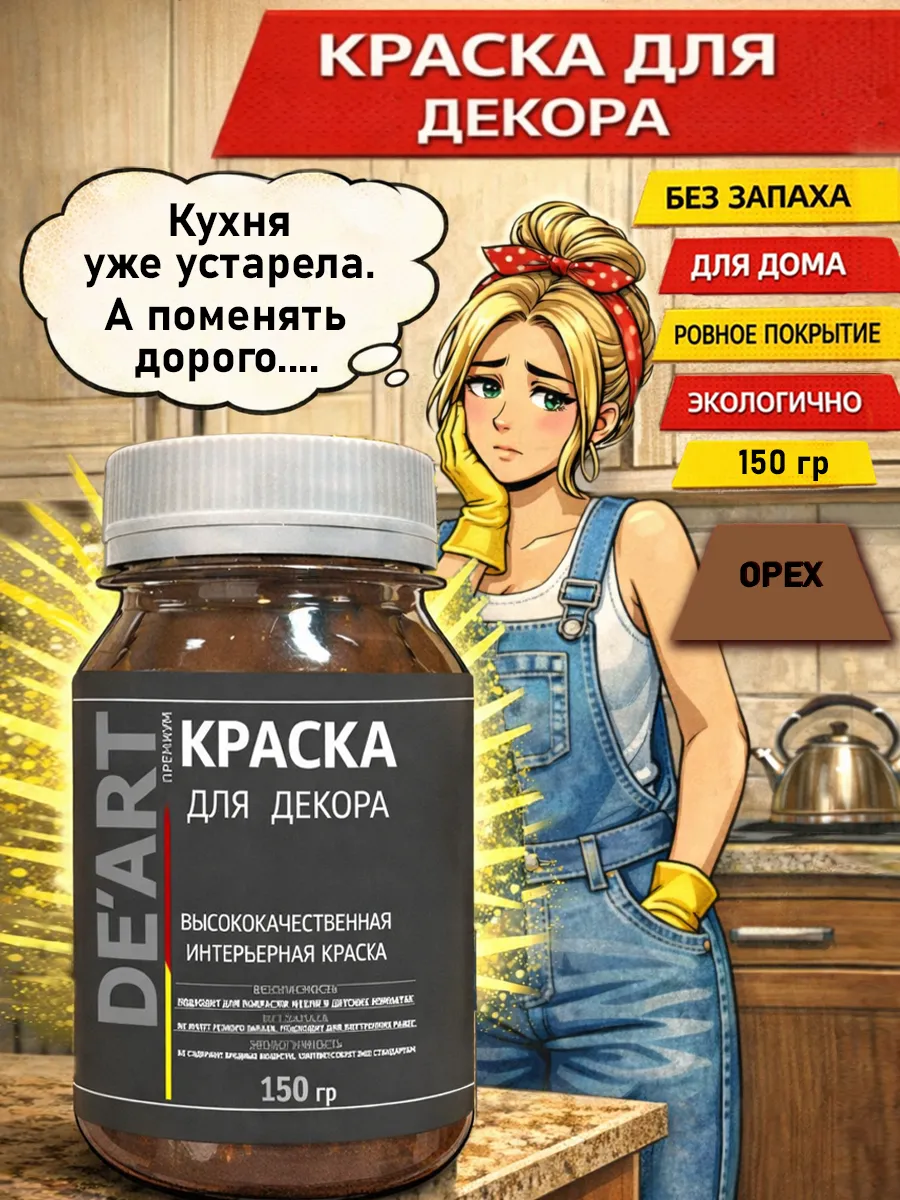 Краска для декора и мебели 150гр орех