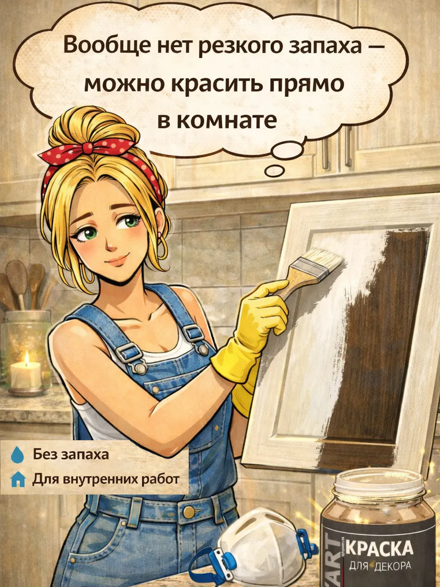 Краска для декора и мебели 150гр дымчато- белый фото 4