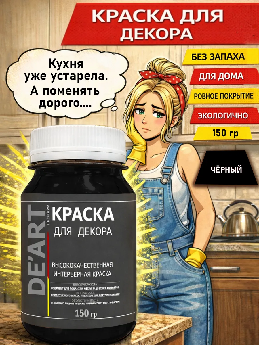 Краска для декора и мебели 150гр черный