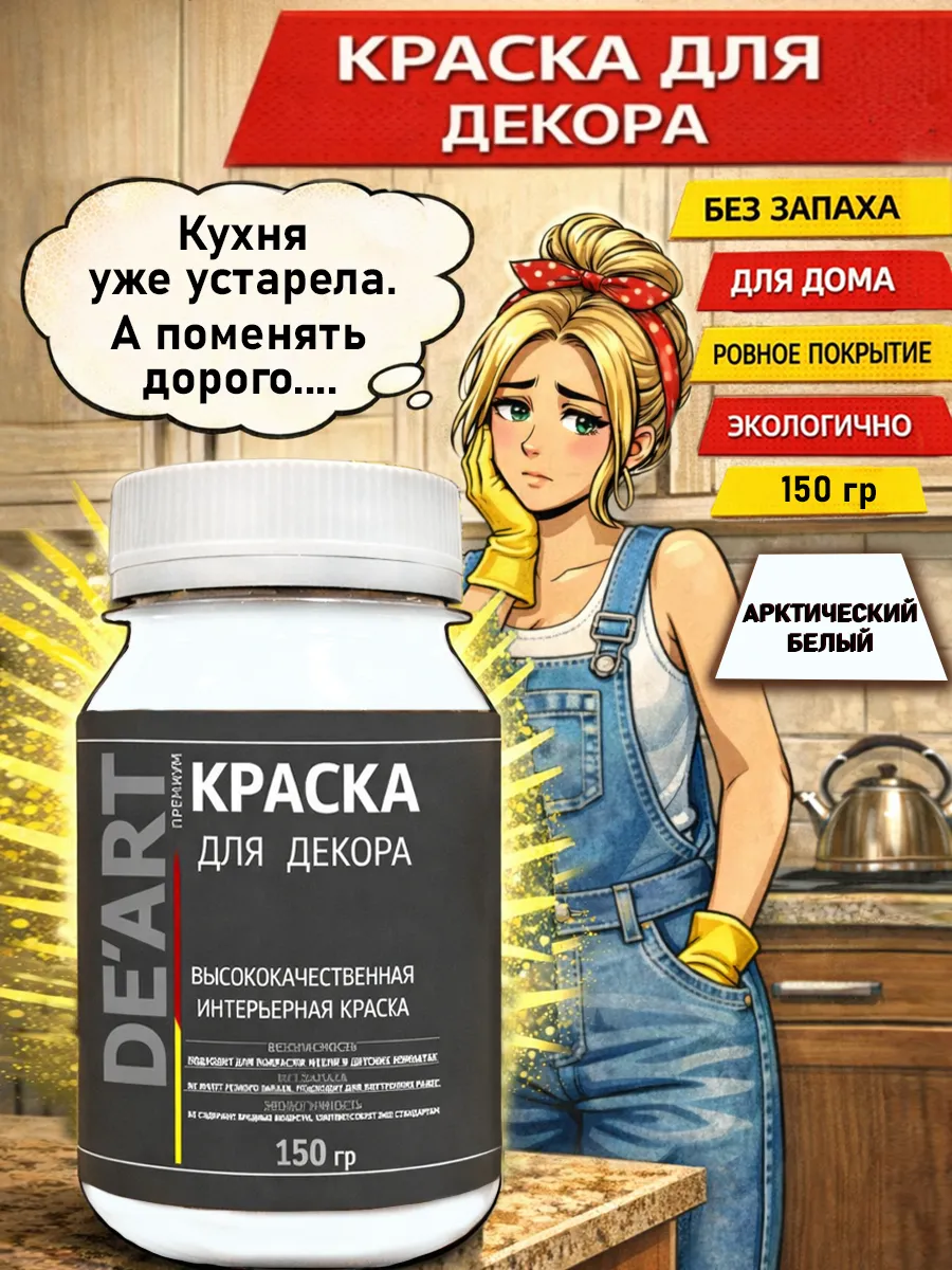 Краска для декора и мебели 150гр арктически белая