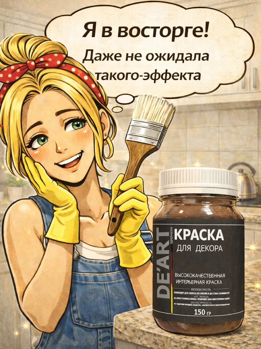 Краска для декора и мебели 150гр слоновая кость фото 7