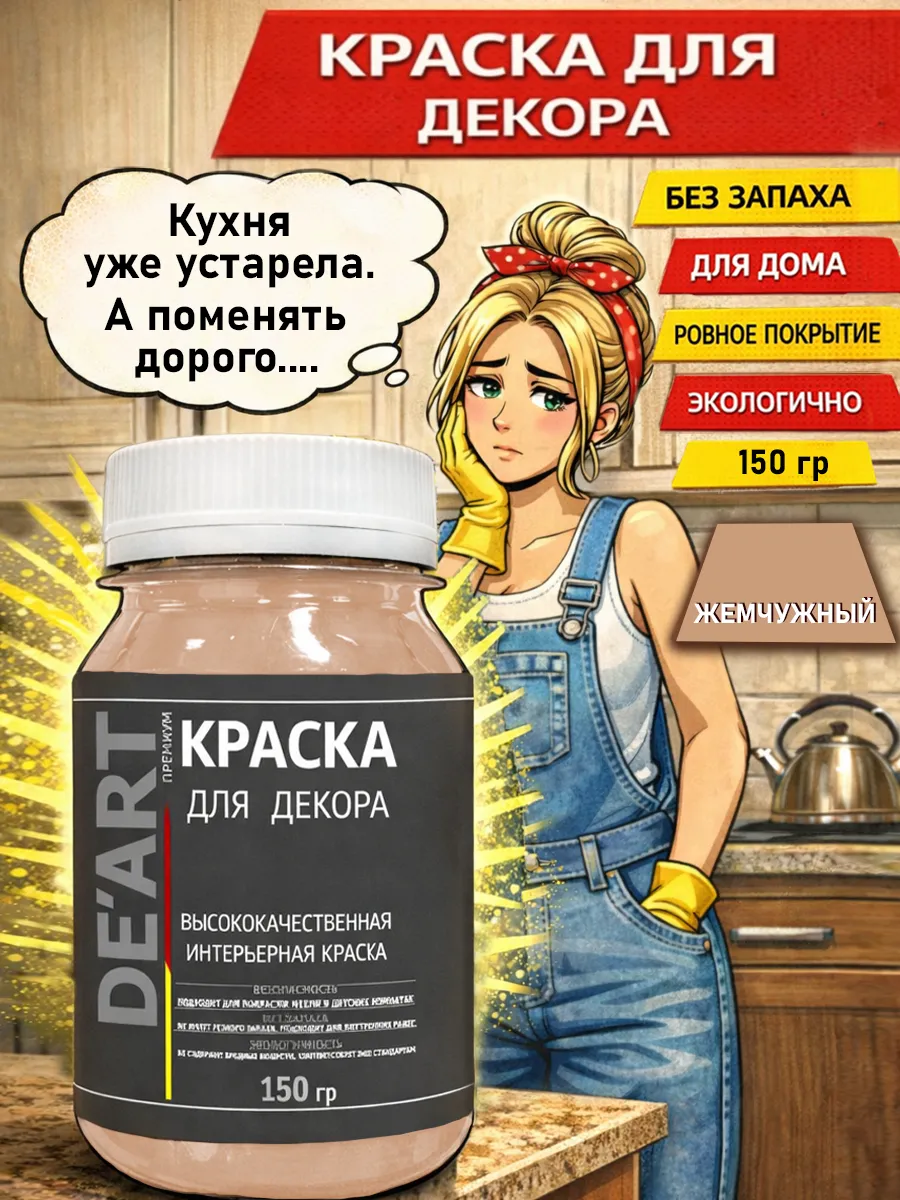 Краска для декора и мебели 150гр жемчужный