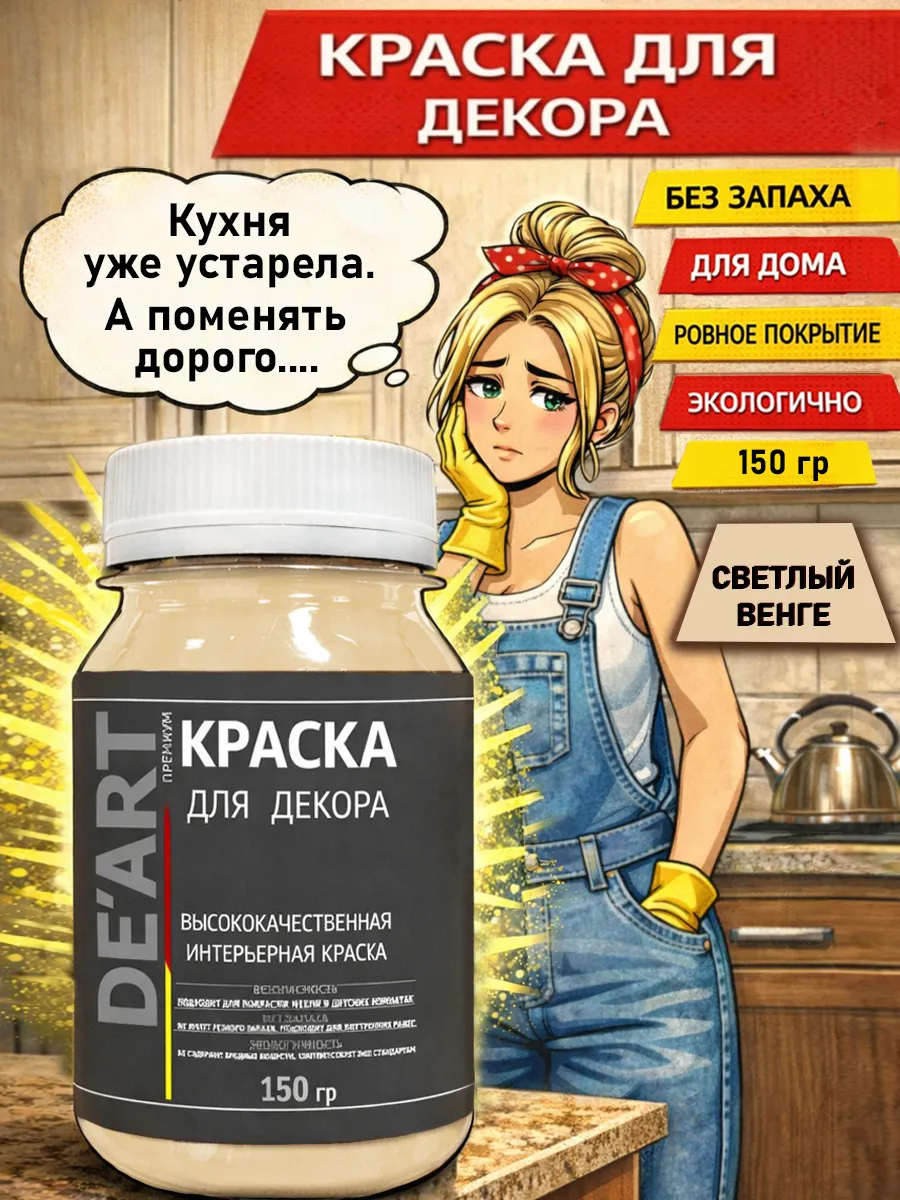 Краска для декора и мебели 150гр светлый венге