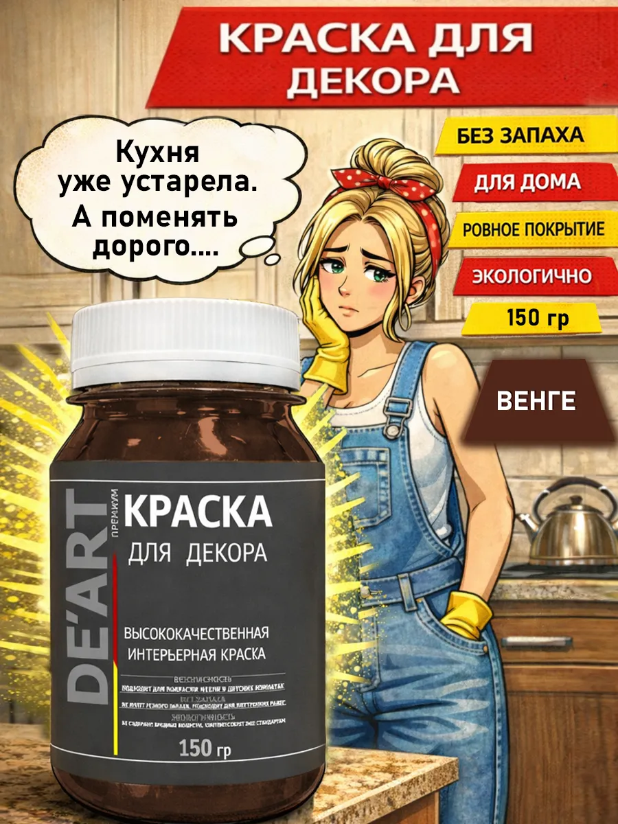 Краска для декора и мебели 150гр венге фото 8