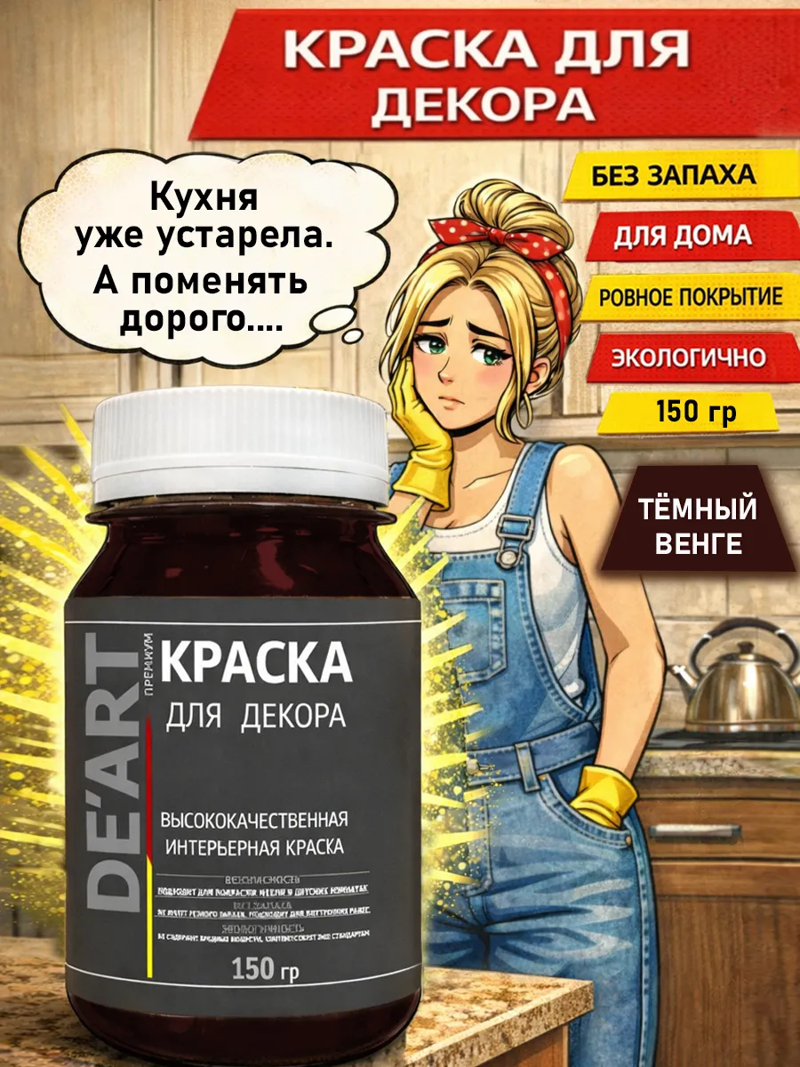 Краска для декора и мебели 150гр темный венге