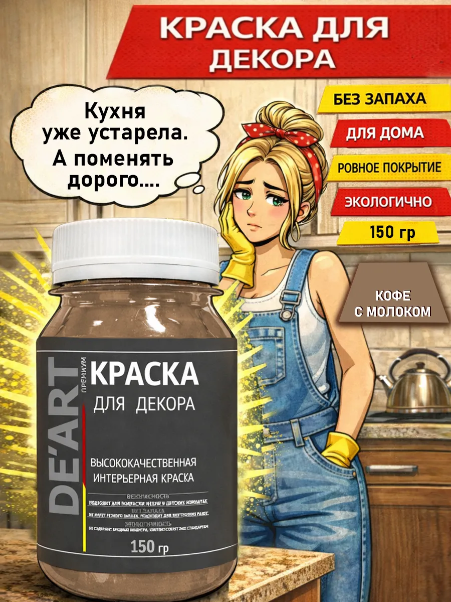 Краска для декора и мебели 150гр кофе с молоком фото 8