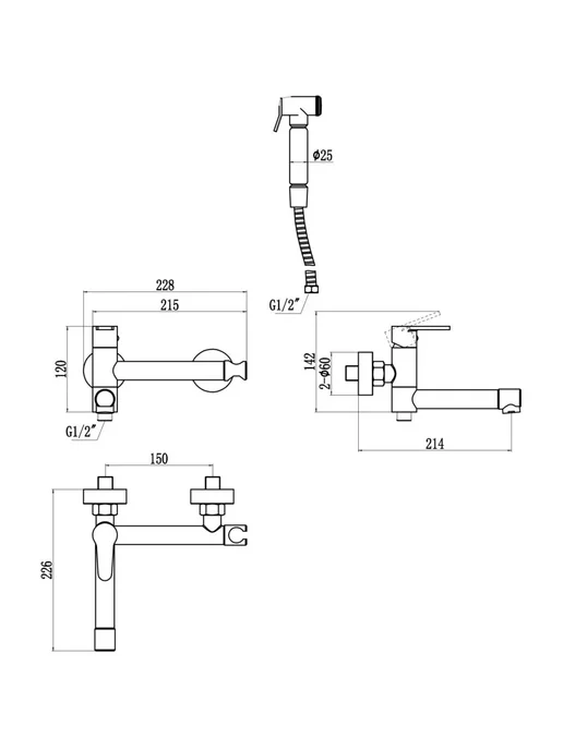 Savol Гигиенический душ со смесителем и изливом S-FXQ010, хром, серый, фото 3