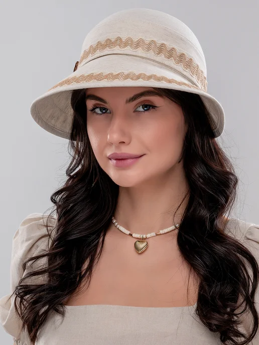 Gros Шляпа с козырьком летняя из льна, панама, серый, фото 2
