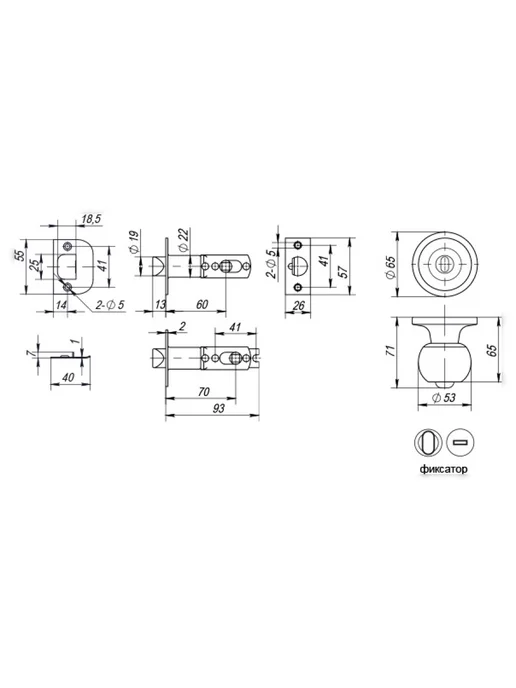 Punto Ручка защелка DK672 BL-BK (6072 BL-B) (фик ) черный, MAB-BK MAB-B мат бронза, фото 2