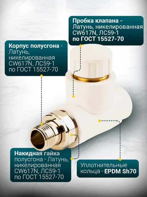 RTP Клапан термостатический для радиатора D20 mm x G1 2" прямой, белый, фото 2