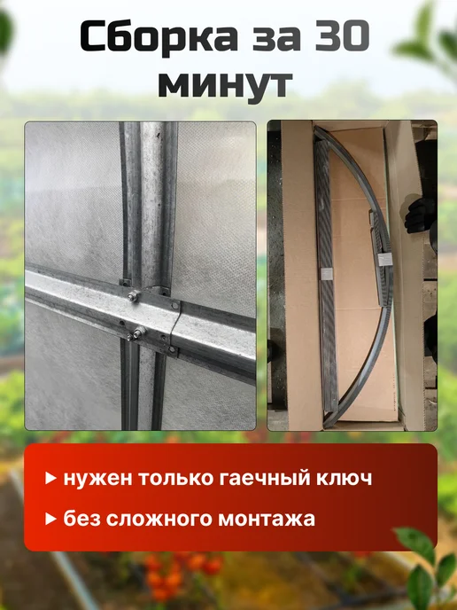 Теплица с каркасом и тентом для сада и дачи Чудотеплица, белый, фото 5