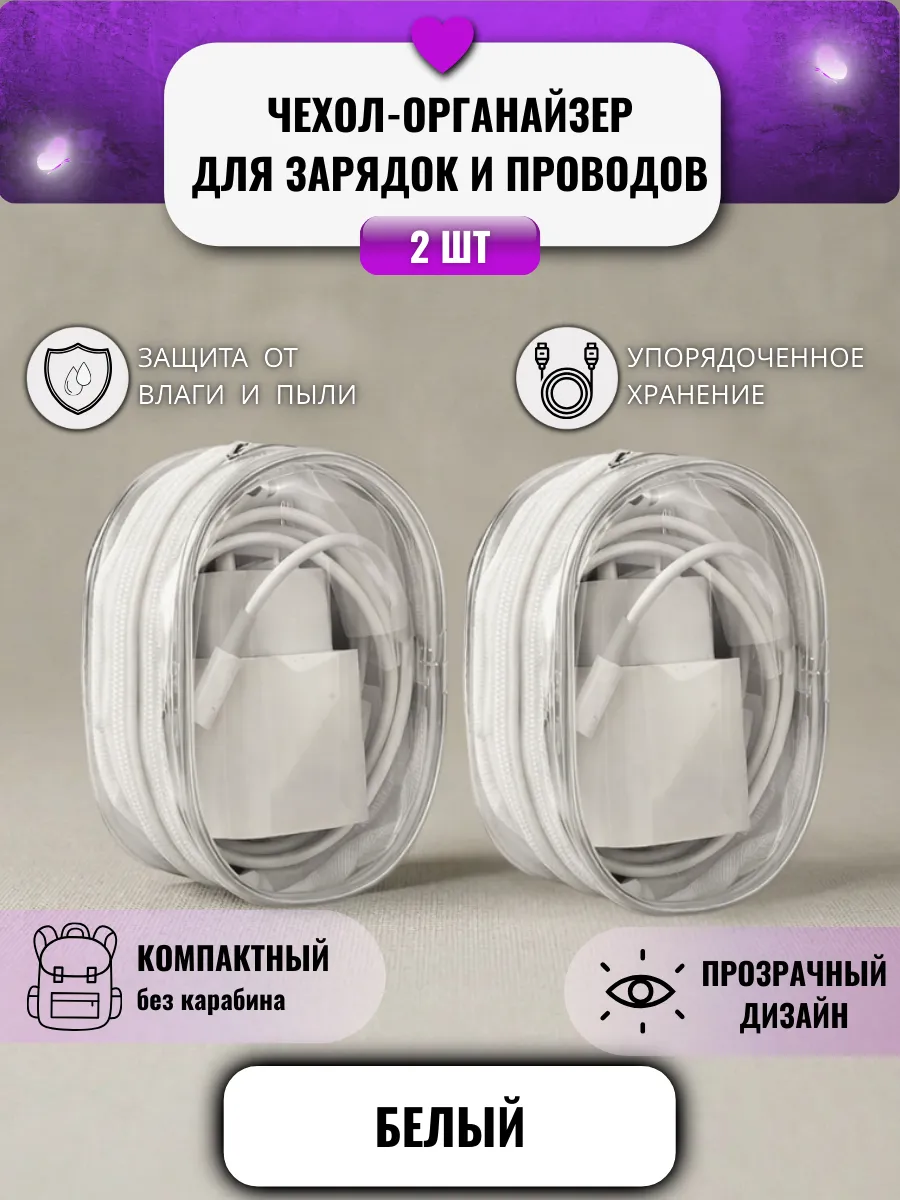 Прозрачный чехол футляр 2шт для зарядки дорожный подарок