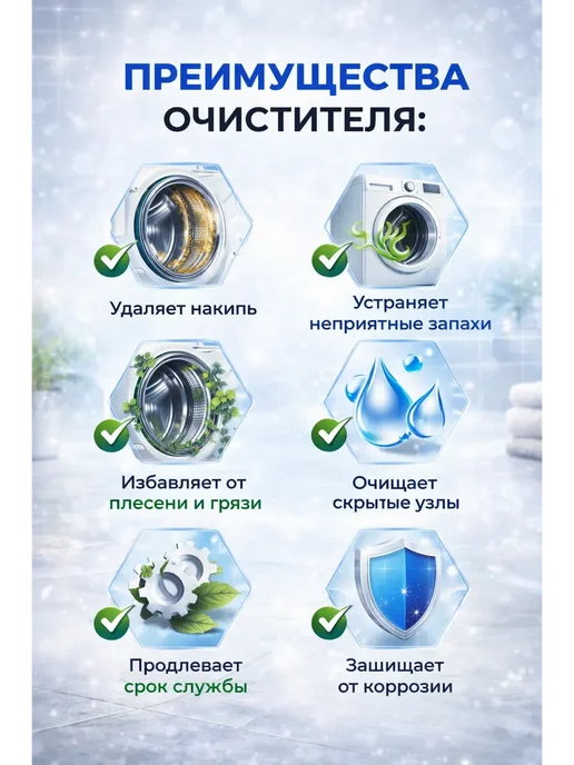 Космо.Ди Очиститель стиральной машины от запаха, плесени и грязи, 200 мл, фото 2