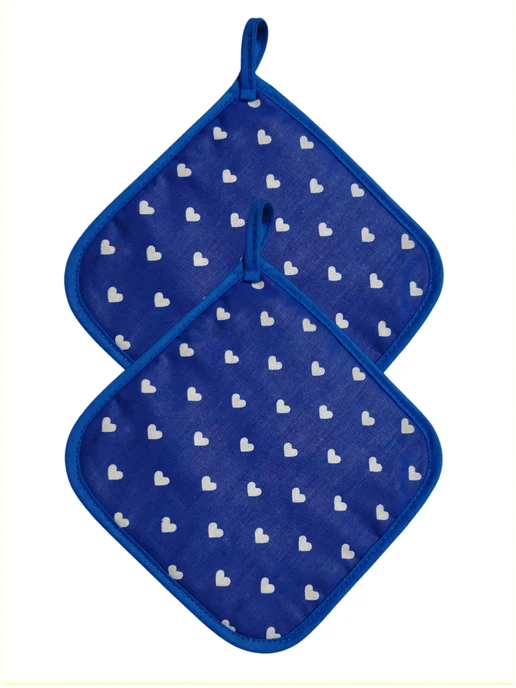 lorena-textile Прихватки кухонные Сердечки на синем, синий, фото 2