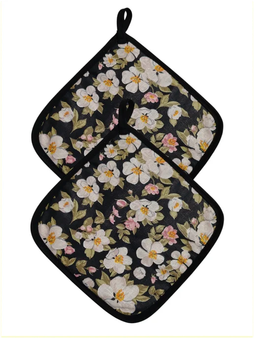 lorena-textile Прихватки кухонные Яблочный цвет (чб), черный, фото 2