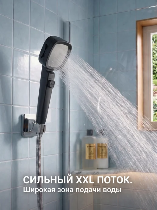 ВероЛайн Лейка для душа с фильтром 4 режима черная, черный, фото 2