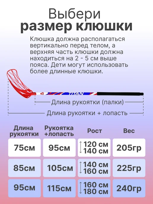 stanley sports Клюшка для флорбола TITAN 95 см (левый хват), белый, фото 2