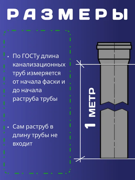 КУБАНЬТЕХНОПЛАСТ Труба для внутренней канализационная Ф50х1.8 - 1 м - 1 шт, 50x1.8, 1 м, фото 3