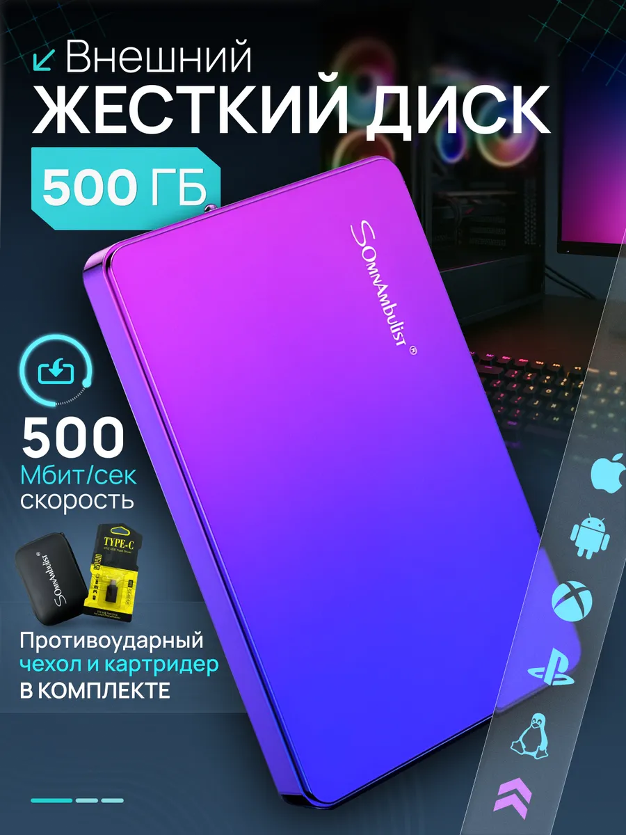 Внешний жесткий диск 500Гб с защитный кейсом
